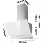 CIARRA 60cm White Angled Cooker Hood, Gesture Control, A+++, CBCW6736A