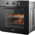 COMFEE' 60L, 60cm Wide, Single Electric Built-in Fan Oven, 8 Function with Air Fry, Multiphase Cooking and Easy Cleaning Removable Door, Color Black - CBO60M80M1-BK