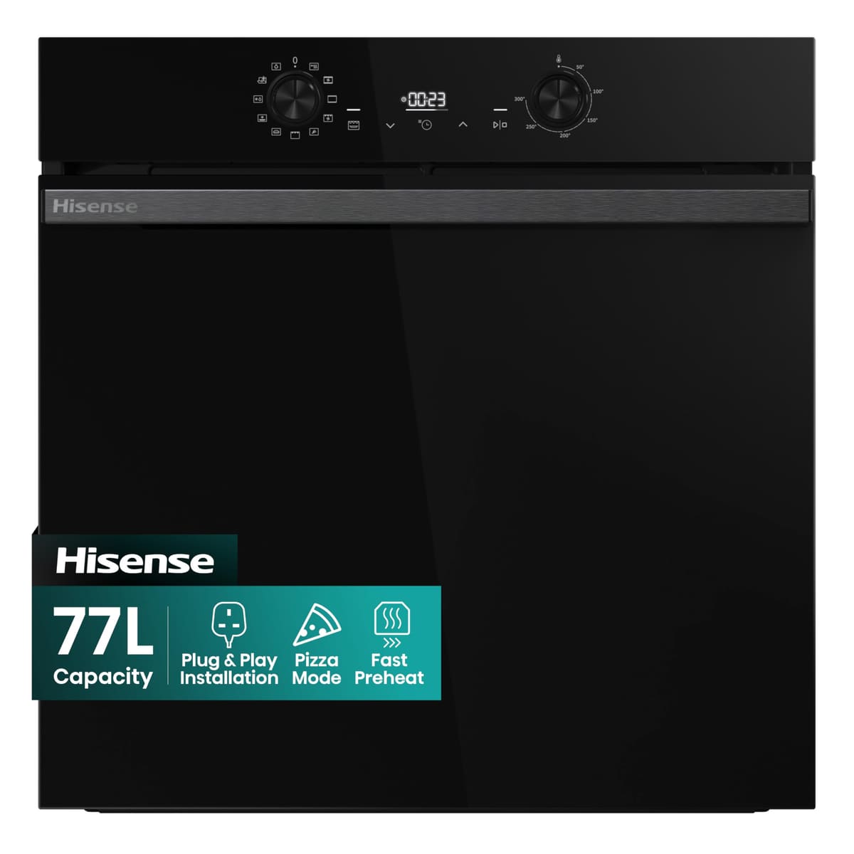 Hisense BI622AXPGUK - Built-in 77L Electric Single Oven - Stainless Steel with Even Bake, 300°C Pizza Mode, Frozen Food Mode, Steam Clean - A Rated, Extra Large