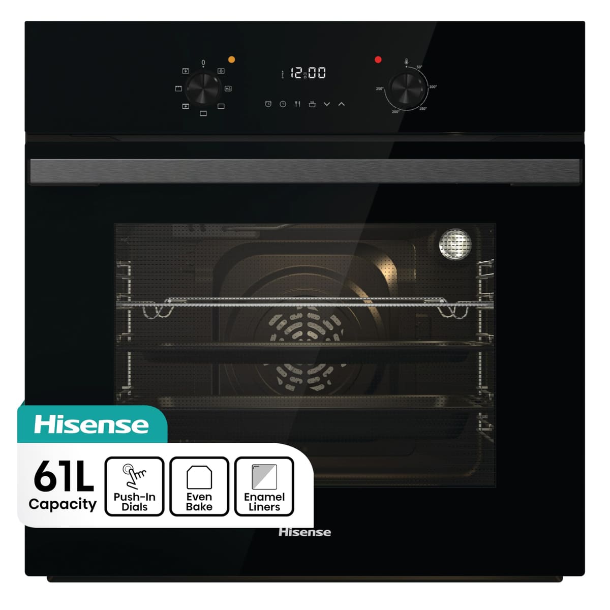 Hisense BI622AXPGUK - Built-in 77L Electric Single Oven - Stainless Steel with Even Bake, 300°C Pizza Mode, Frozen Food Mode, Steam Clean - A Rated, Extra Large