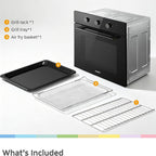 COMFEE' 60L, 60cm Wide, Single Electric Built-in Fan Oven, 8 Function with Air Fry, Multiphase Cooking and Easy Cleaning Removable Door, Color Black - CBO60M80M1-BK