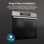 Hisense BI622AXPGUK - Built-in 77L Electric Single Oven - Stainless Steel with Even Bake, 300°C Pizza Mode, Frozen Food Mode, Steam Clean - A Rated, Extra Large