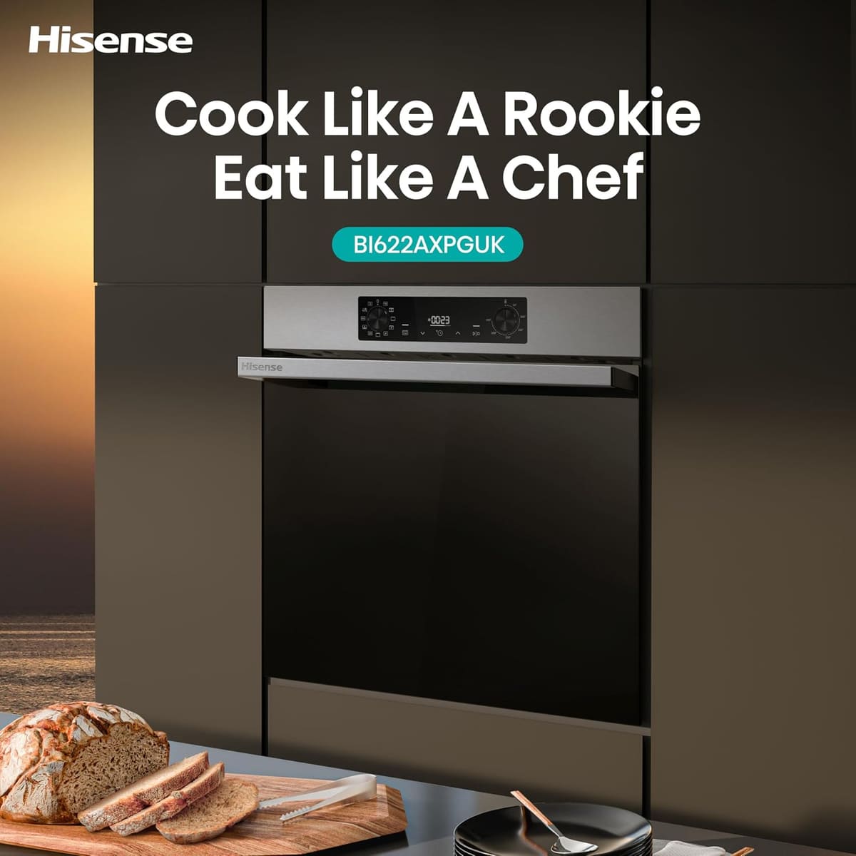 Hisense BI622AXPGUK - Built-in 77L Electric Single Oven - Stainless Steel with Even Bake, 300°C Pizza Mode, Frozen Food Mode, Steam Clean - A Rated, Extra Large