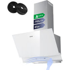 CIARRA 60cm White Angled Cooker Hood, Gesture Control, A+++, CBCW6736A
