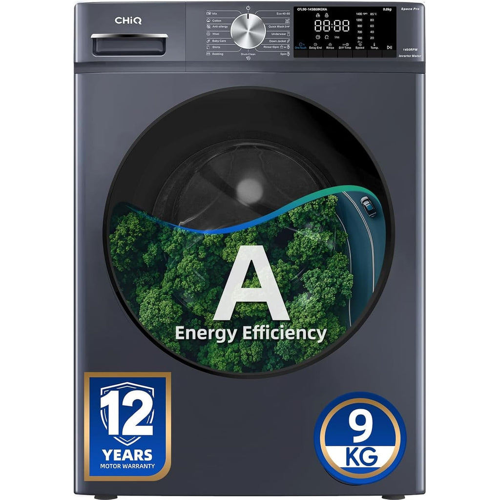 CHiQ 9kg Washing Machine with Class A-30% & 12-Year Motor Warranty, Grey