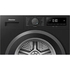 Hisense DH1I900UBDC 60cm Freestanding 9 kg Heat Pump Tumble Dryer, 15 Programmes, Twin Flow, Humidity Sensor, DelayEnd - Black