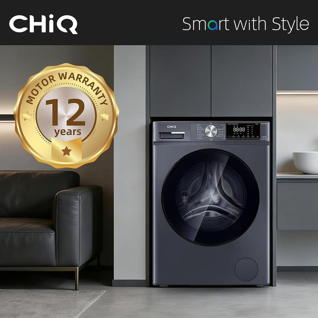 CHiQ 9kg Washing Machine with Class A-30% & 12-Year Motor Warranty, Grey