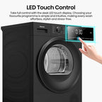 Hisense DH1I900UBDC 60cm Freestanding 9 kg Heat Pump Tumble Dryer, 15 Programmes, Twin Flow, Humidity Sensor, DelayEnd - Black