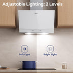 CIARRA 60cm White Angled Cooker Hood, Gesture Control, A+++, CBCW6736A