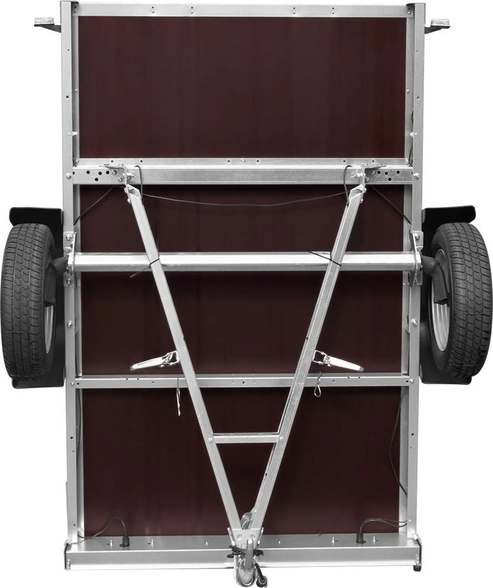 Car trailer GARDEN TRAILER 201 TIPP with mesh side extensions, support wheel and flat tarpaulin