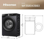 Hisense 3S Series WF3S8043BB3 WiFi-enabled 8kg 1400 Spin Washing Machine Black - A Rated