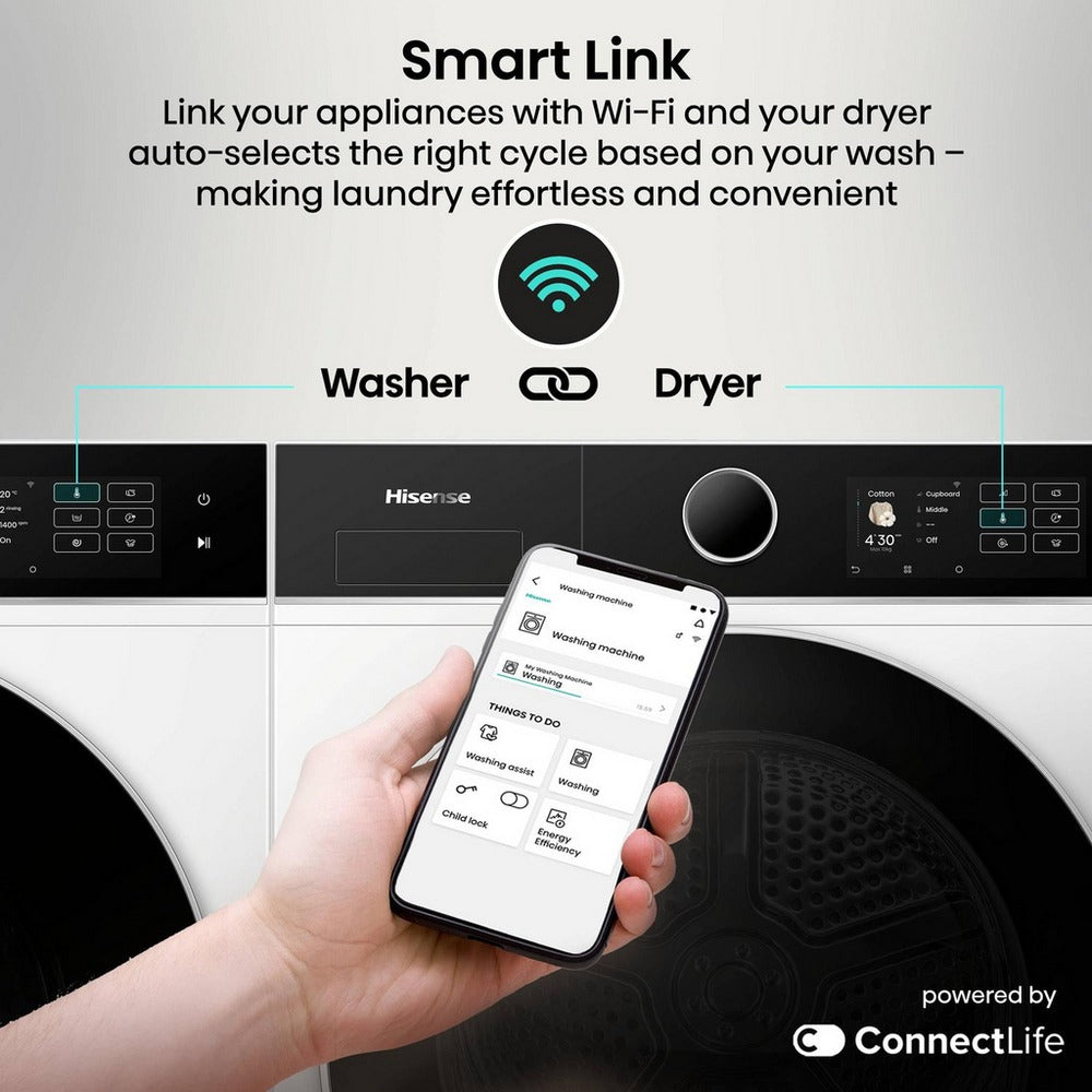 Hisense KitchenFit 5i Series WF5I9043BWFS 9kg 1400 Spin WiFi-enabled Freestanding Washing Machine White