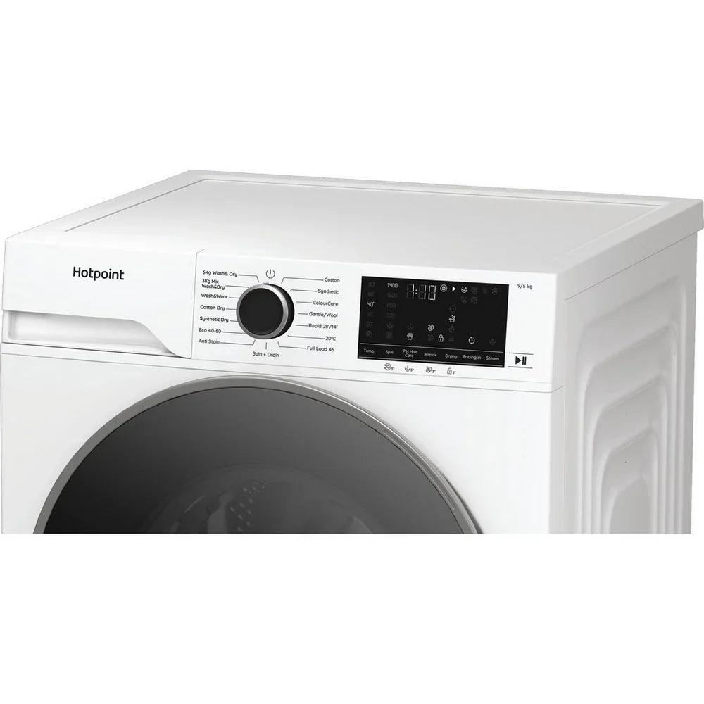 Hotpoint HBD9681ANTSTAIN 9+6kg 1400 Spin Freestanding Front Load Washer Dryer - White