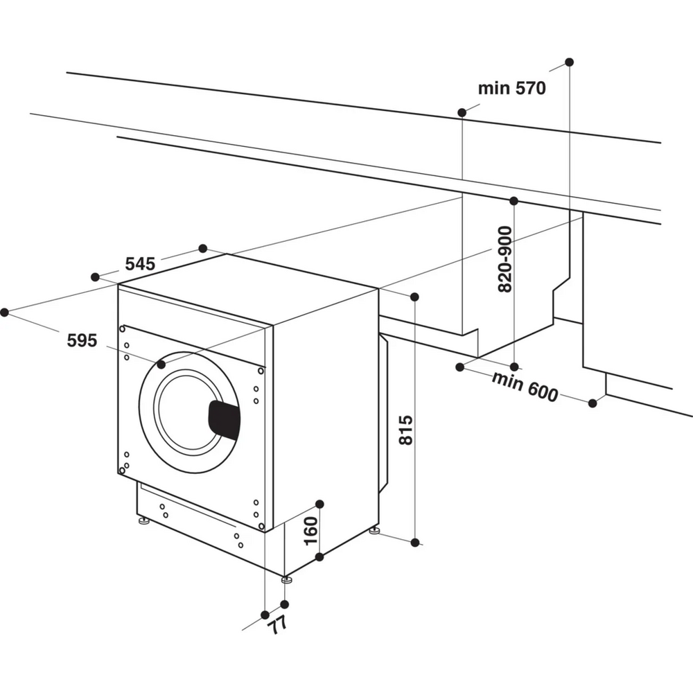 Indesit BIWDIL75148 7kg+5kg 1400 Spin Integrated Washer Dryer White