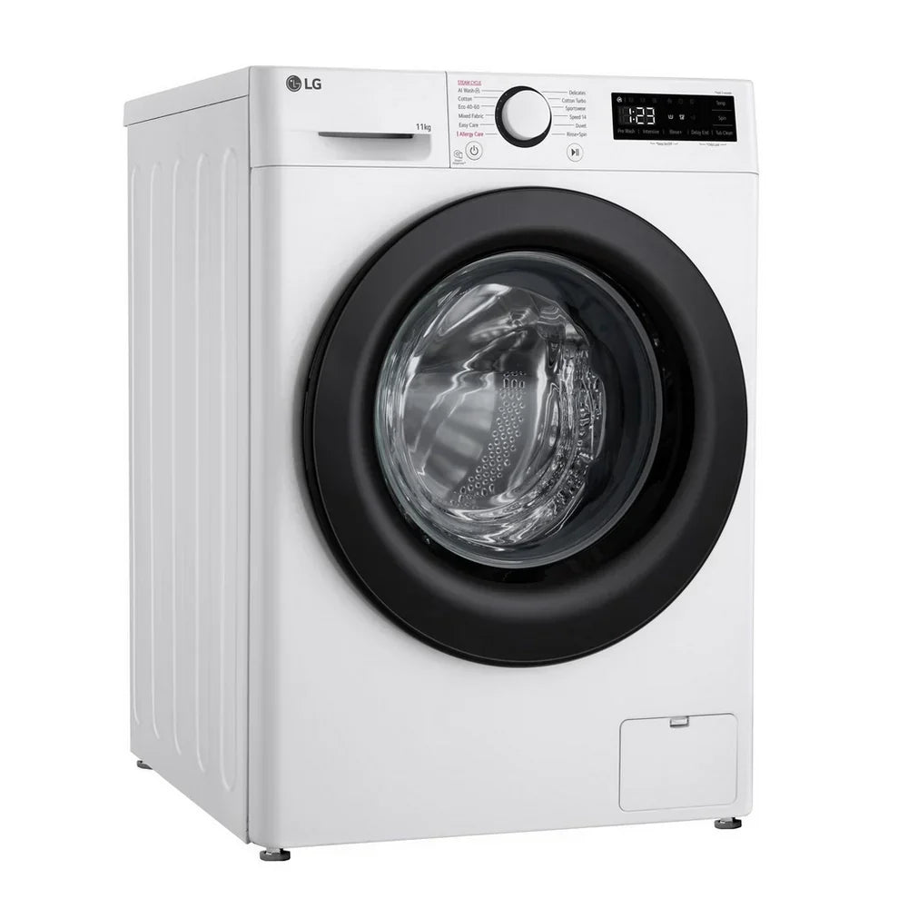 LG F4Y511WBLN1 11kg Steam 1400 Spin Freestanding Front Load Washing Machine White - A Rated