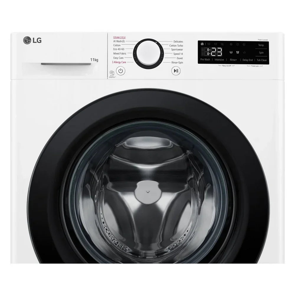 LG F4Y511WBLN1 11kg Steam 1400 Spin Freestanding Front Load Washing Machine White - A Rated