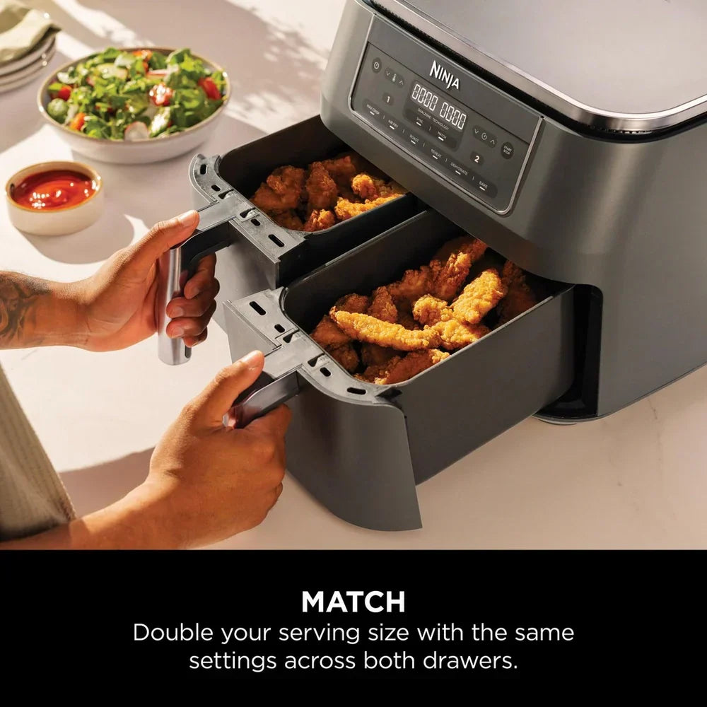 Ninja 6 in 1 Dual Zone Air Fryer 7.6L DZ300UK - Gun Metal Grey