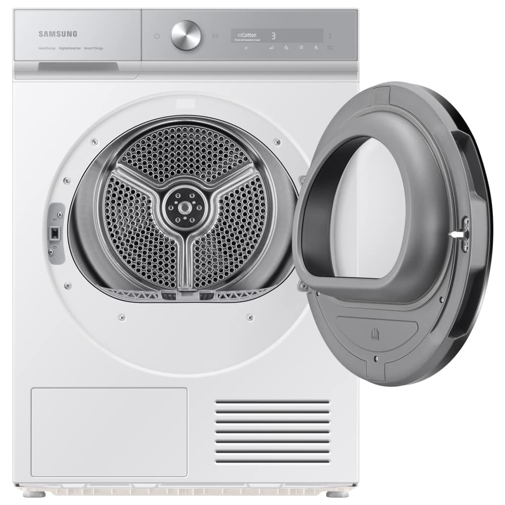 Samsung Series 8 DV90BB9445GHS1 with Optimal Dry 9kg Heat Pump Tumble Dryer White